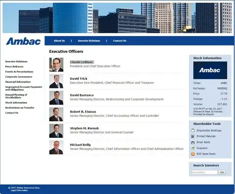 Ambac Financial Group, тикер: AMBC - график цен на акции Амбак ...